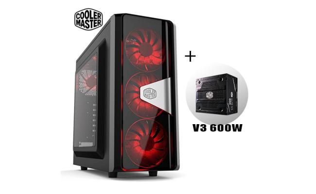 COOLER MASTER CMP505 RED LED + MWE 600W PSU Gaming Case